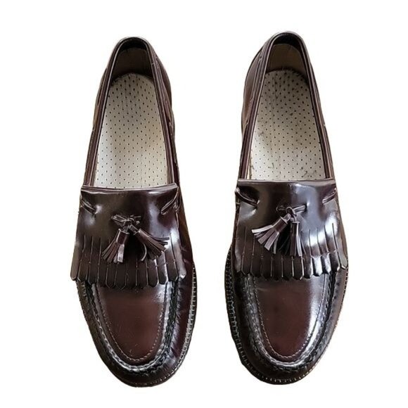 Mens SAS Hand-sewn Kiltie Leather Loafers w/Tassels in Brown Size 10N - Picture 1 of 8